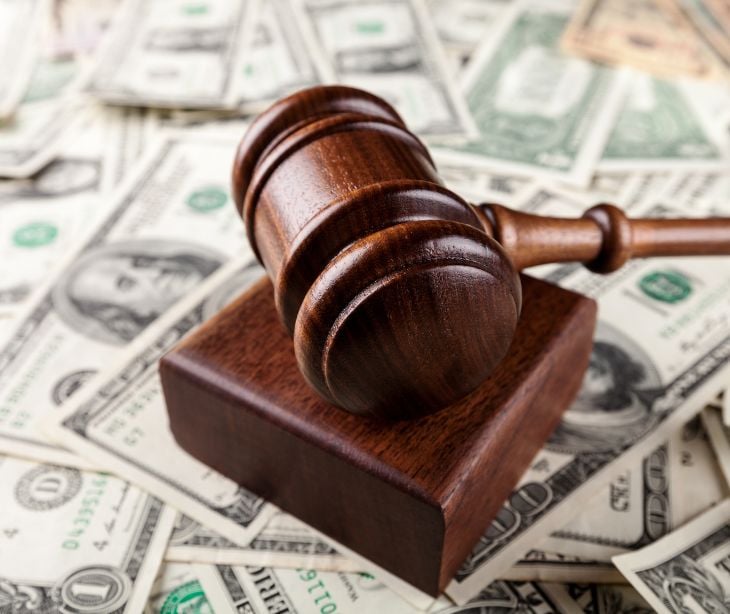 law gavel on money