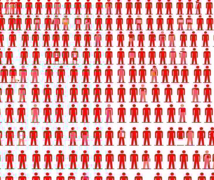 rows of red people icons