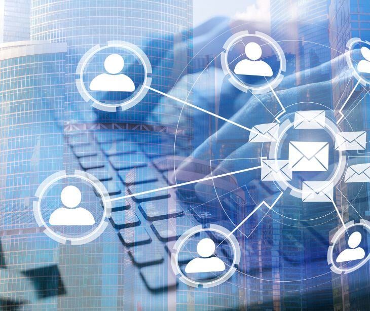 digital people icons over a keyboard for post Avoiding a HIPAA breach when emailing patient payment information