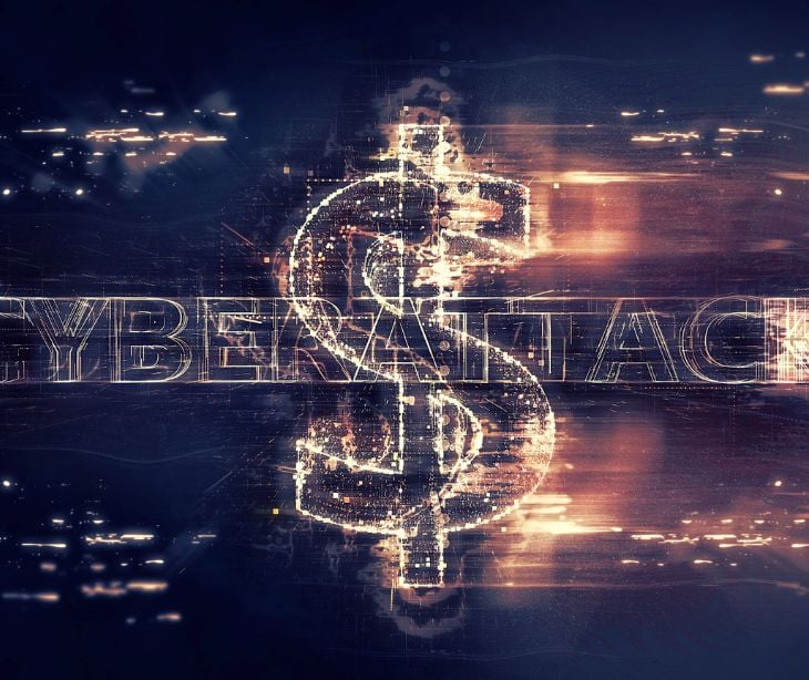 digital money symbol with cyberattack text