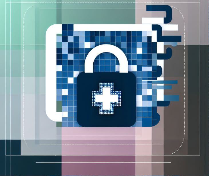 digital lock with health symbol blue