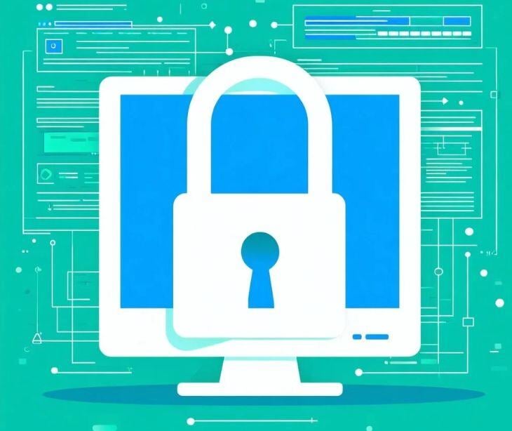 security lock over computer screen