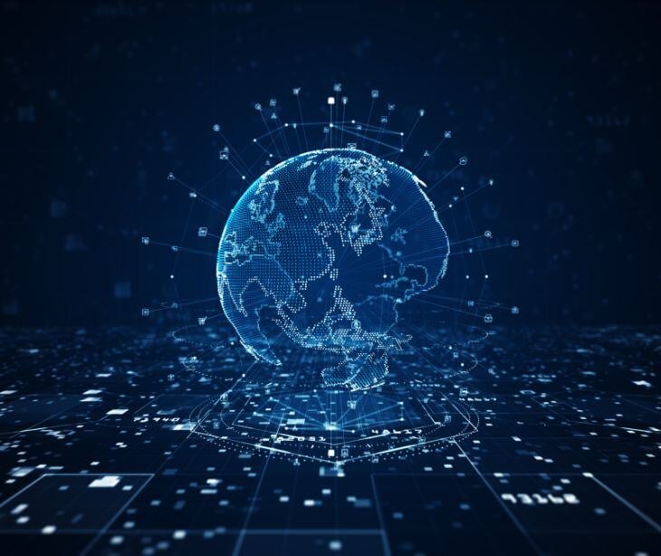 blue digital globe for post Cybersecurity Awareness Month 2024: Secure our world