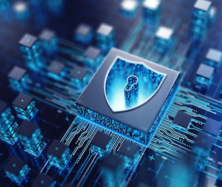 Image of blue shield with lock in it. 