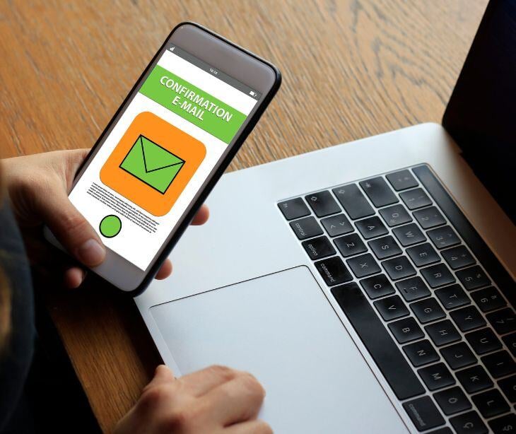 confirmation email on smartphone