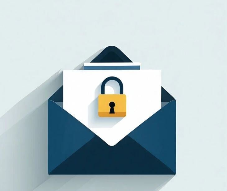 blue email icon with security lock