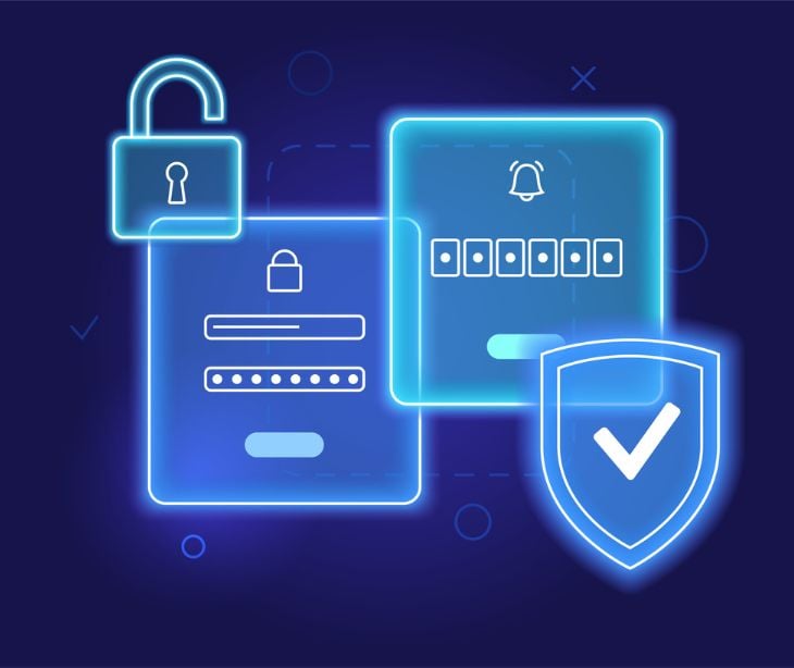 digital floating password icons