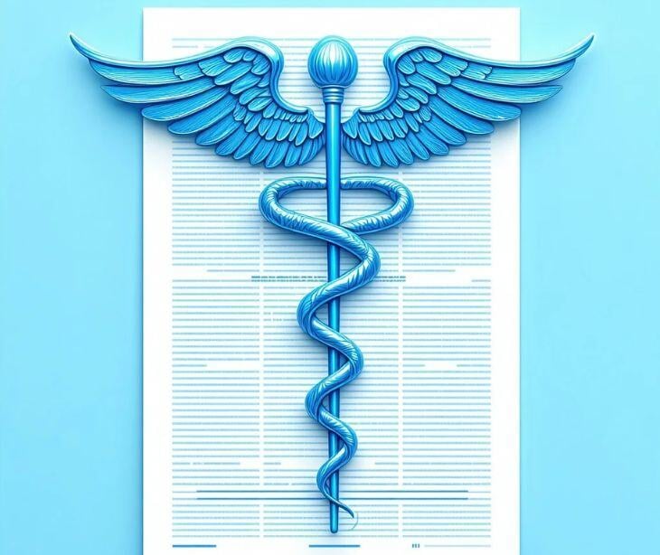 medical symbol over document
