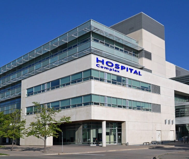 Image of a hospital building. 