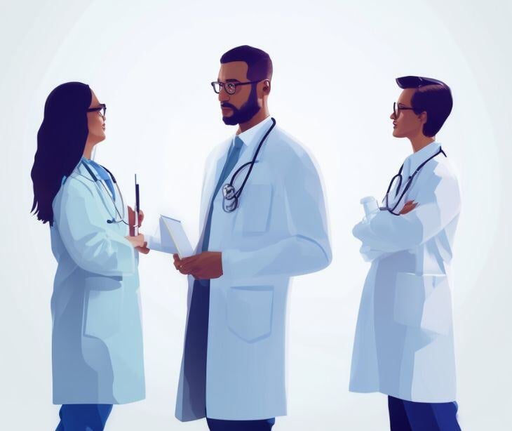 3 doctors speaking in white coats for post How HIPAA defines ‘professional judgment’