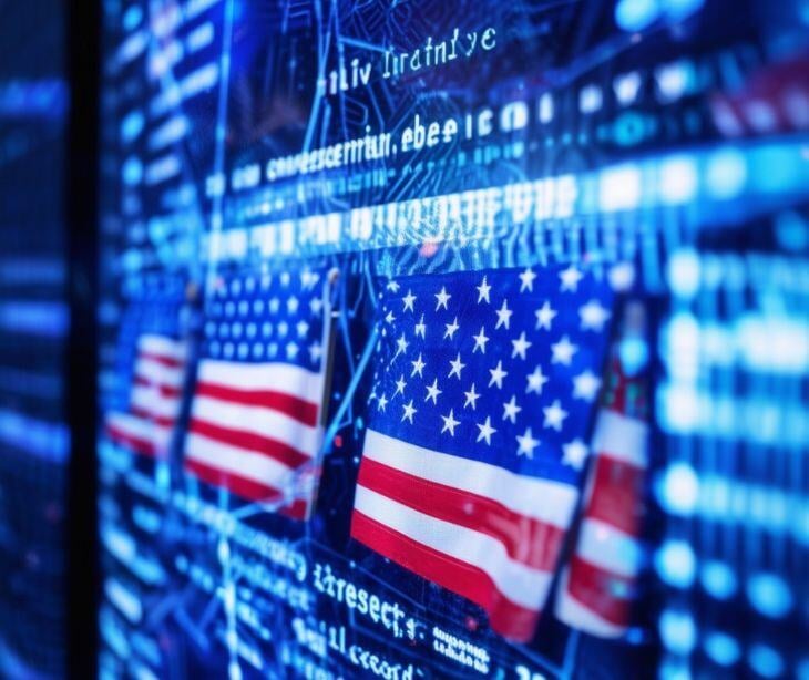 american flags on digital background for post How Trump’s re-election could impact US cybersecurity