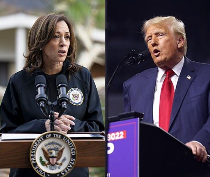 US presidential candidates Kamala Harris and Donald Trump for post How cybercriminals are exploiting the 2024 US election