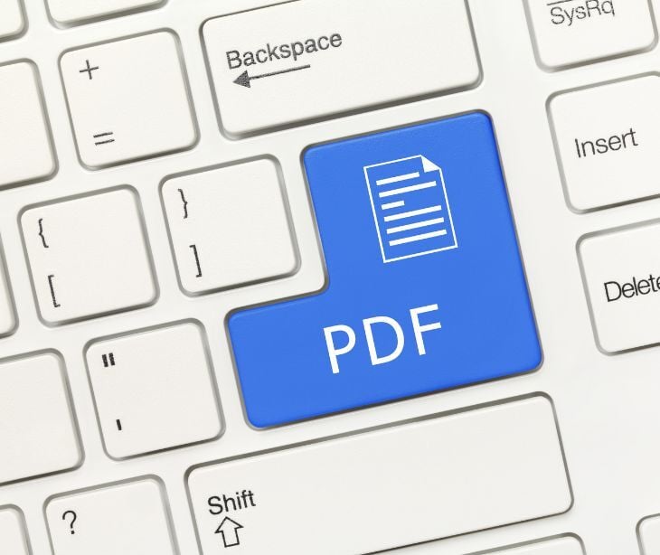 pdf icon on computer keyboard