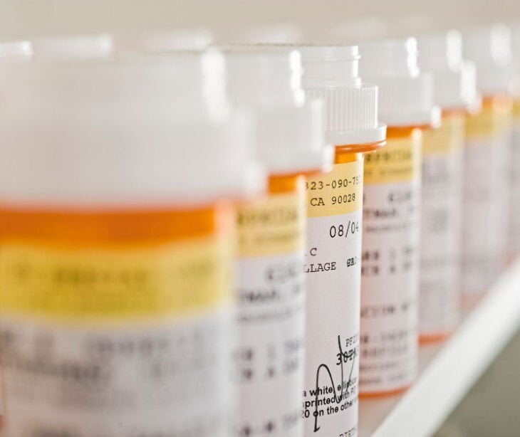 Image of prescription drugs in bottles.
