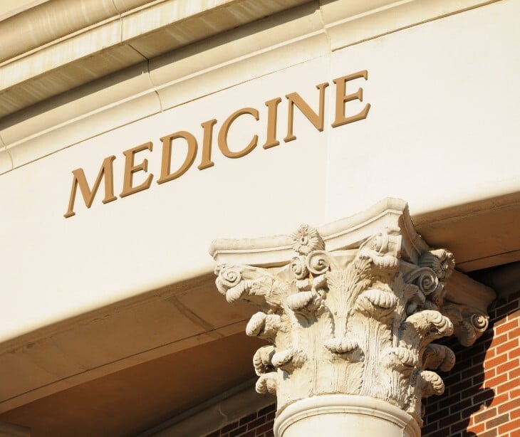 Image of a building that says Medicine. 