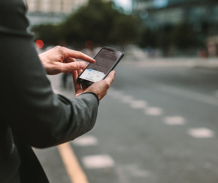 Image of someone on a mobile app. 