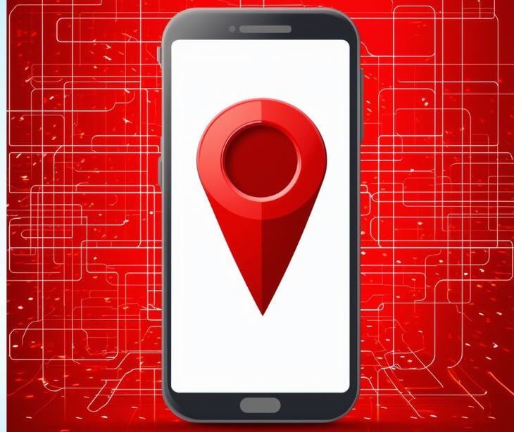 smartphone with red location pin