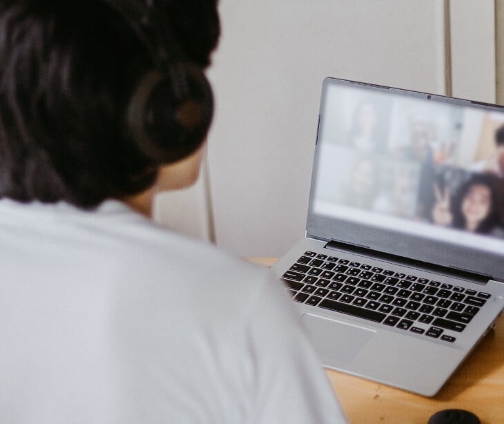 Image of someone on a video call. 