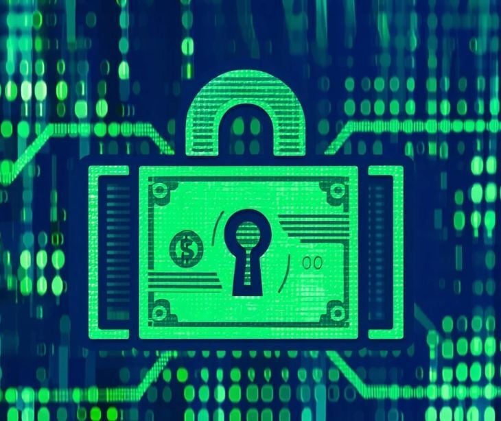 cash symbol with digital lock