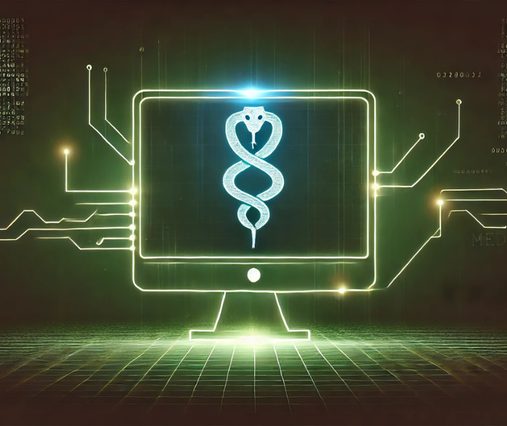 Stylized image of a computer with snakes representing Medusa