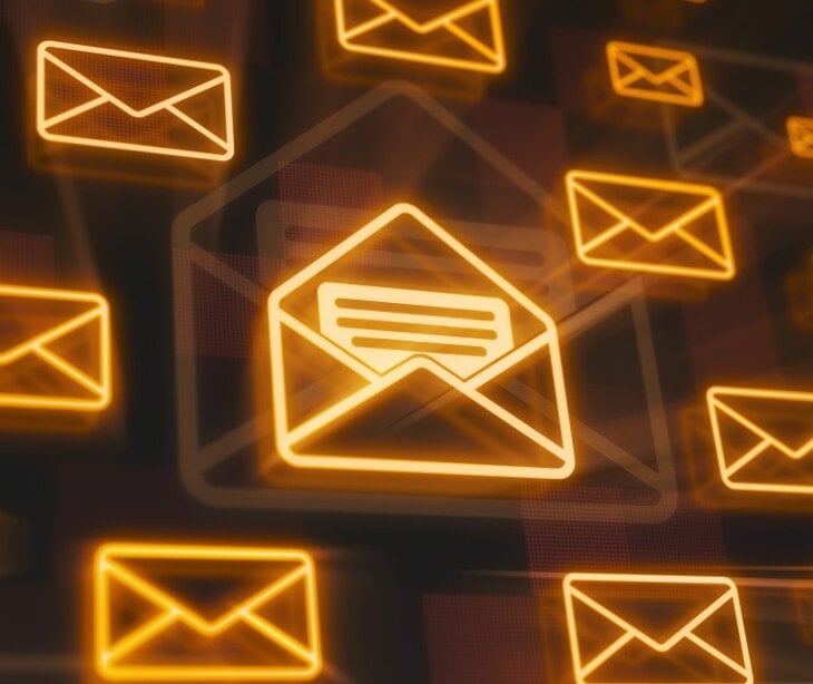 Image of several yellow email icons for blog about The importance of email retention