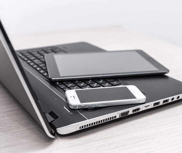 Image of tablet, laptop, and phone, for blog about how to handle the threat of lost devices 