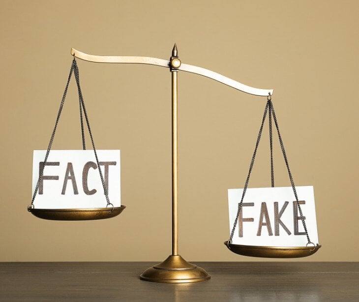 Image of scale with the words ¨fact¨and