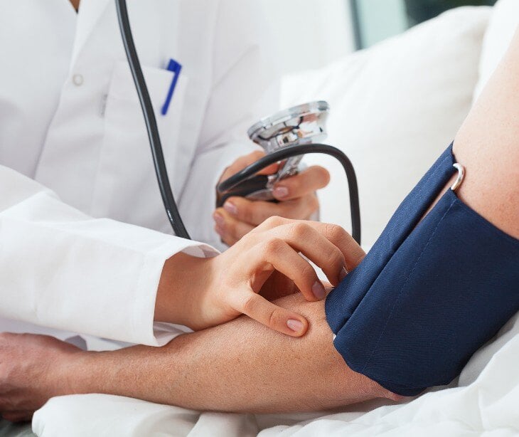 Image of doctor taking a blood pressure test for blog about Social media HIPAA violation series: Photo post