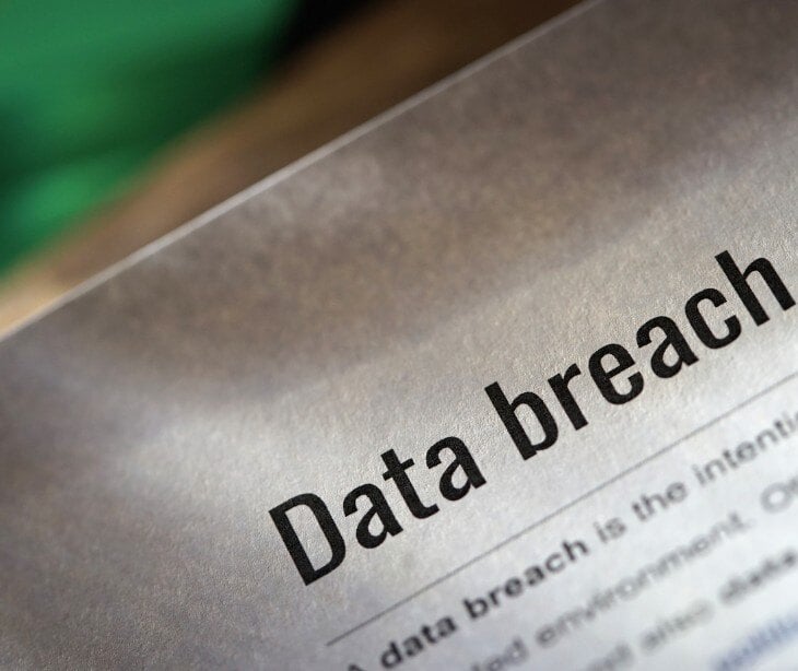 data breach text on paper