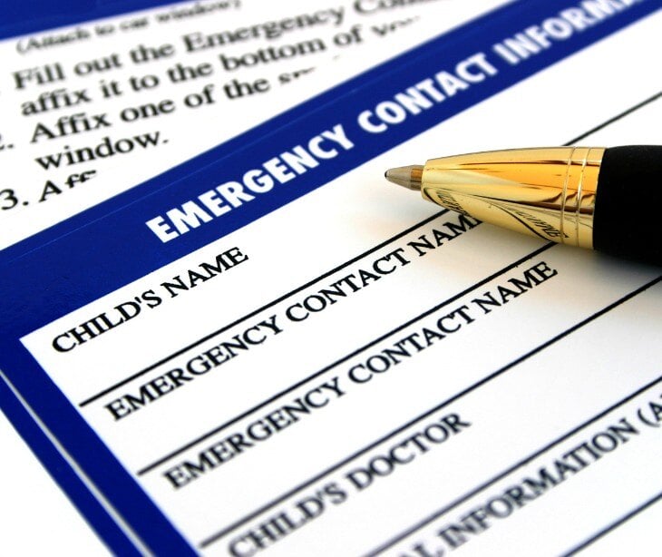Image of emergency contact form for blog about HIPAA compliant approaches for reaching emergency contacts