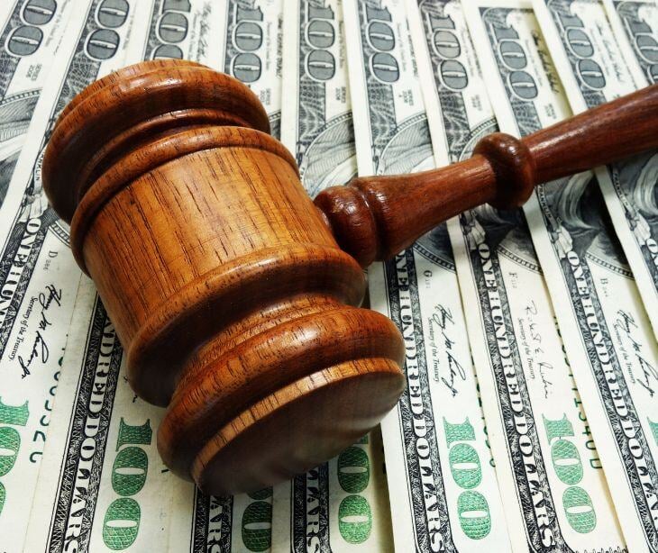 law gavel over money