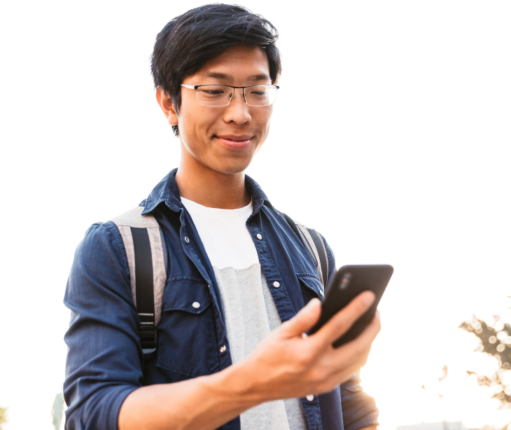 student on smartphone for post Rethinking student support with psychoeducational text messaging