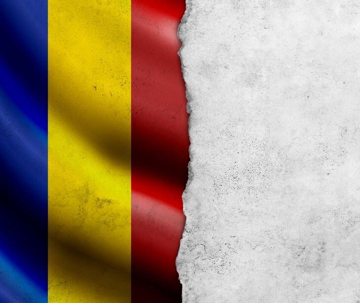 romanian flag with tear