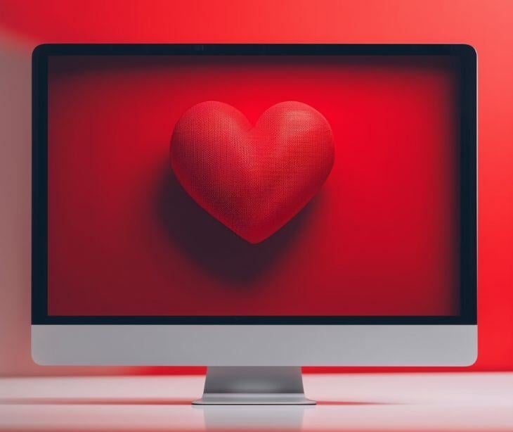 heart on computer screen