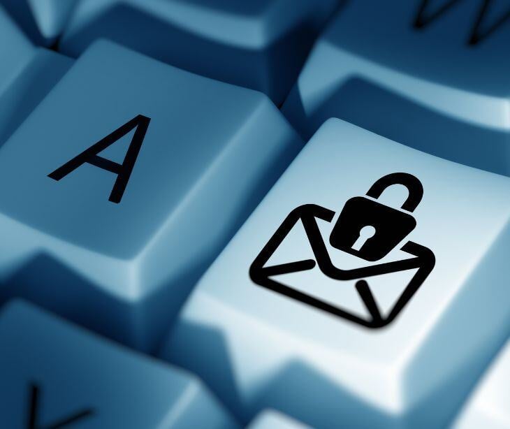 keyboard with email icon and security lock