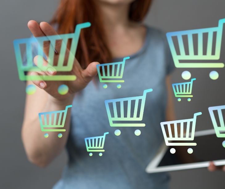 digital floating shopping carts