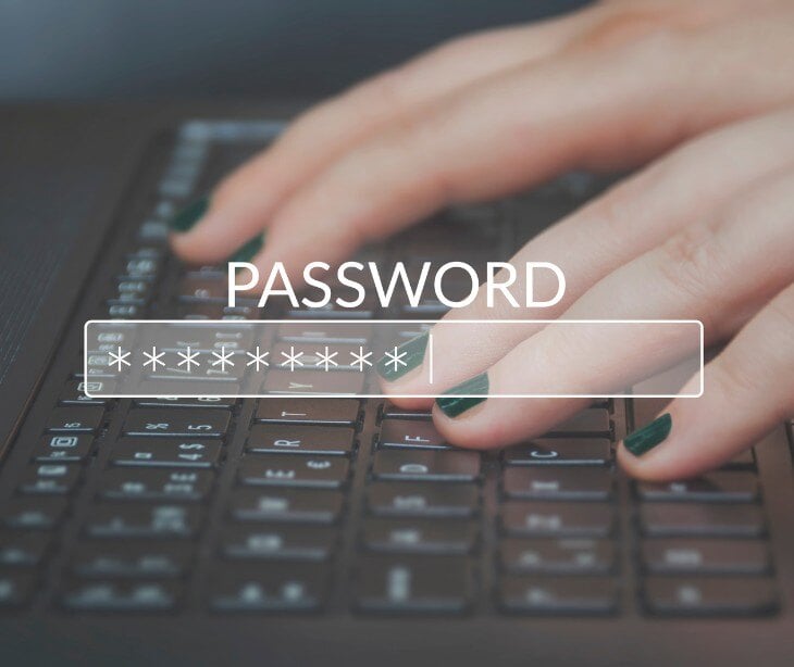 Image of someone typing a password into a computer.
