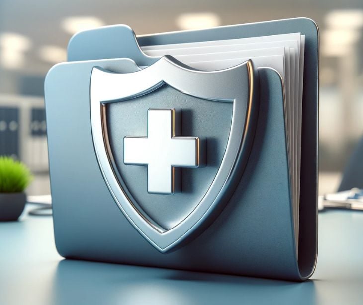 file folder with medical symbol